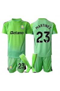 Aston Villa Emiliano Martinez #23 Maalivahti Jalkapallovaatteet Lasten Vieraspeliasu 2025-26 Lyhythihainen (+ Lyhyet housut)